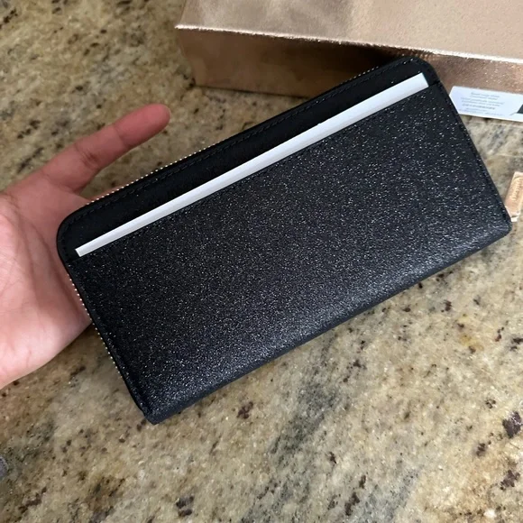 Kate Spade Tinsel Glitter Continental Women's Wallet - black, Large - Picture 4 of 8